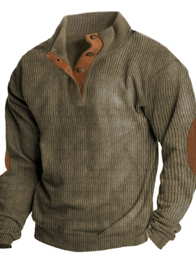 秋冬新款跨境男士户外夹克亚马逊灯芯绒休闲立领长袖卫衣现货