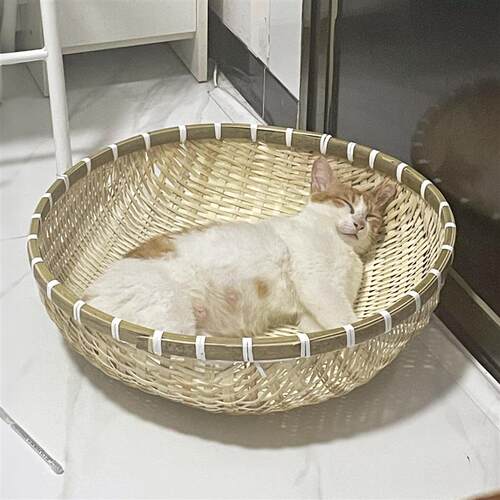夏天竹编藤编猫窝防暑降温透气四季通用猫咪凉席耐抓草编狗狗厂家