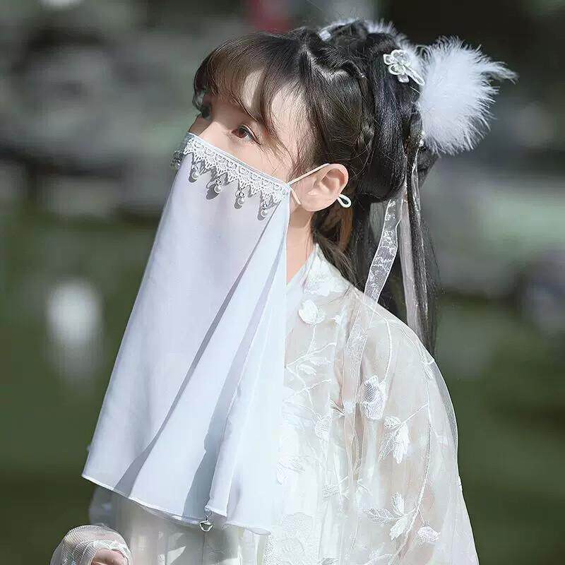儿童古代面纱新古风汉服女专用配饰面纱遮脸古风古代足道采耳厂家