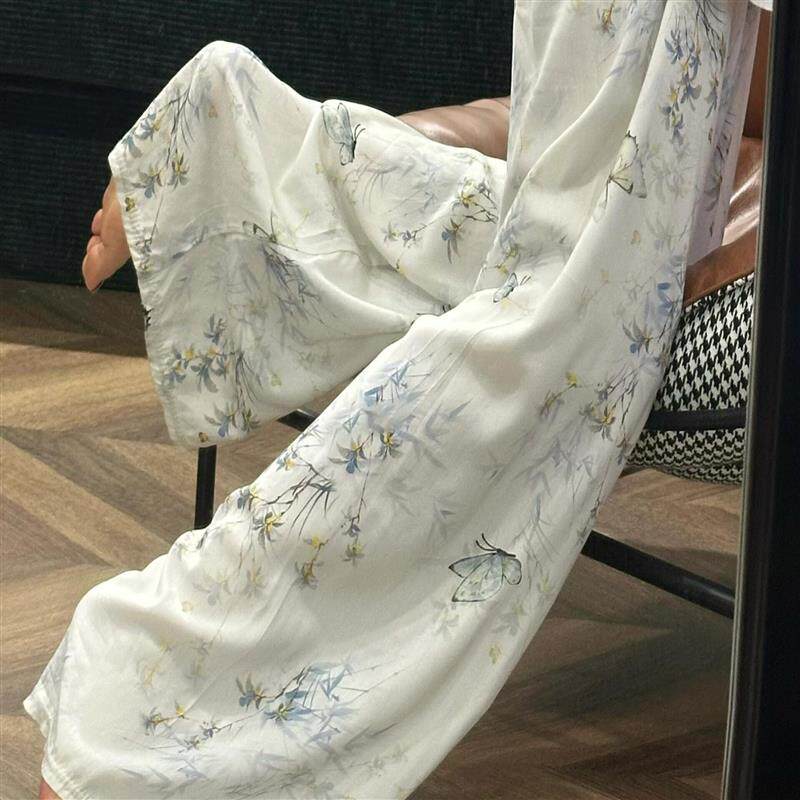棉绸裤子遛弯裤蝴蝶夏日凉凉裤防蚊裤女成人夏季薄款空调裤厂家