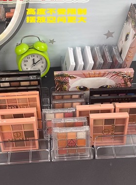 眼影盘收纳盒透明粉饼彩妆腮红桌面抽屉分格收纳架化妆品置物架子