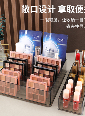 眼影盘收纳盒桌面腮红彩妆分隔整理盒透明化妆品粉饼抽屉置物架子