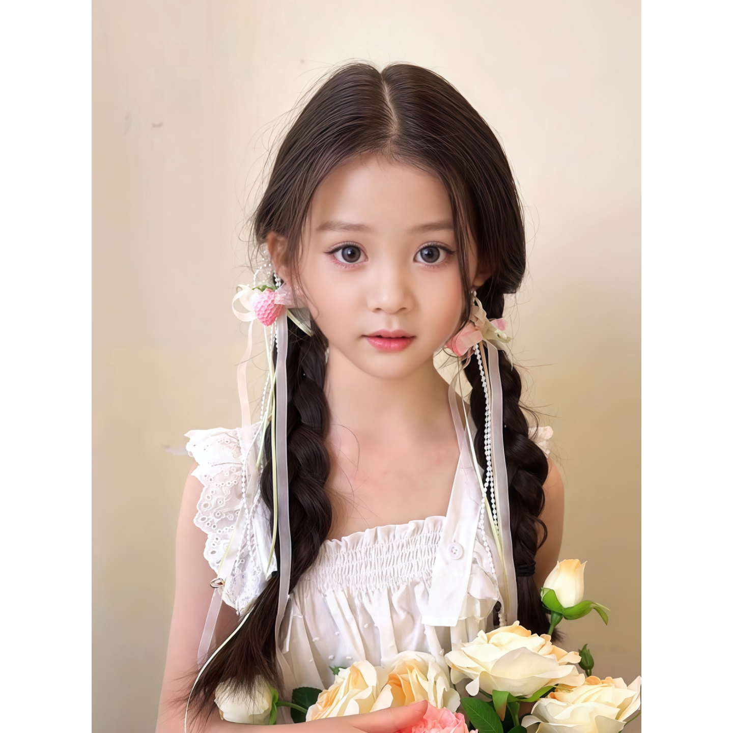 儿童古风草莓发夹小女孩珍珠流苏发卡女童中国风汉服配饰宝宝头饰