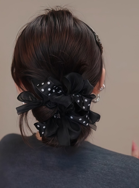 秋冬慵懒风随手扎头发蝴蝶结大肠发圈2025新款低丸子头马尾头绳女