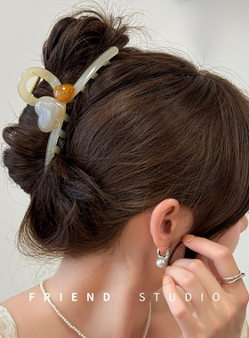 气质果冻色鲨鱼夹发卡可爱夹子头饰女百搭爱心发夹后脑勺盘发抓夹