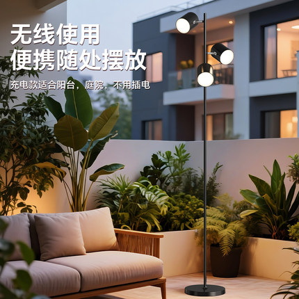 双头落地灯三头充电客厅卧室氛围简约轻奢高级感阅读床头灯led