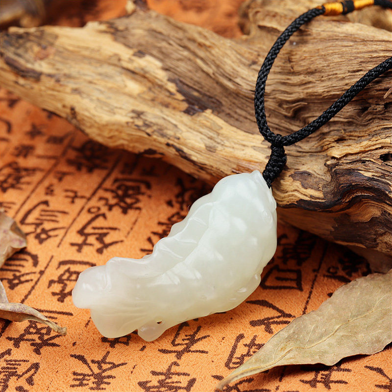 苏工原料和田白玉籽料玉鱼吊坠男士女款项链立体小鱼挂件把件收藏