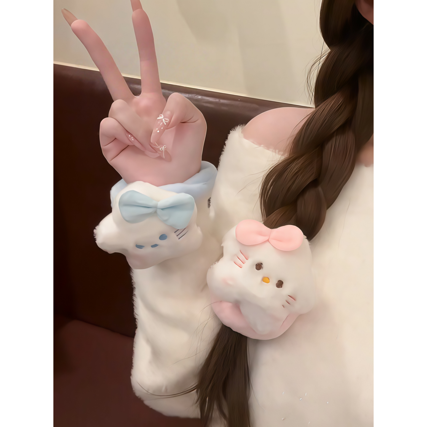 新款蝴蝶结毛绒星星Kitty发圈玩偶公仔大肠发圈学生可爱头绳发饰
