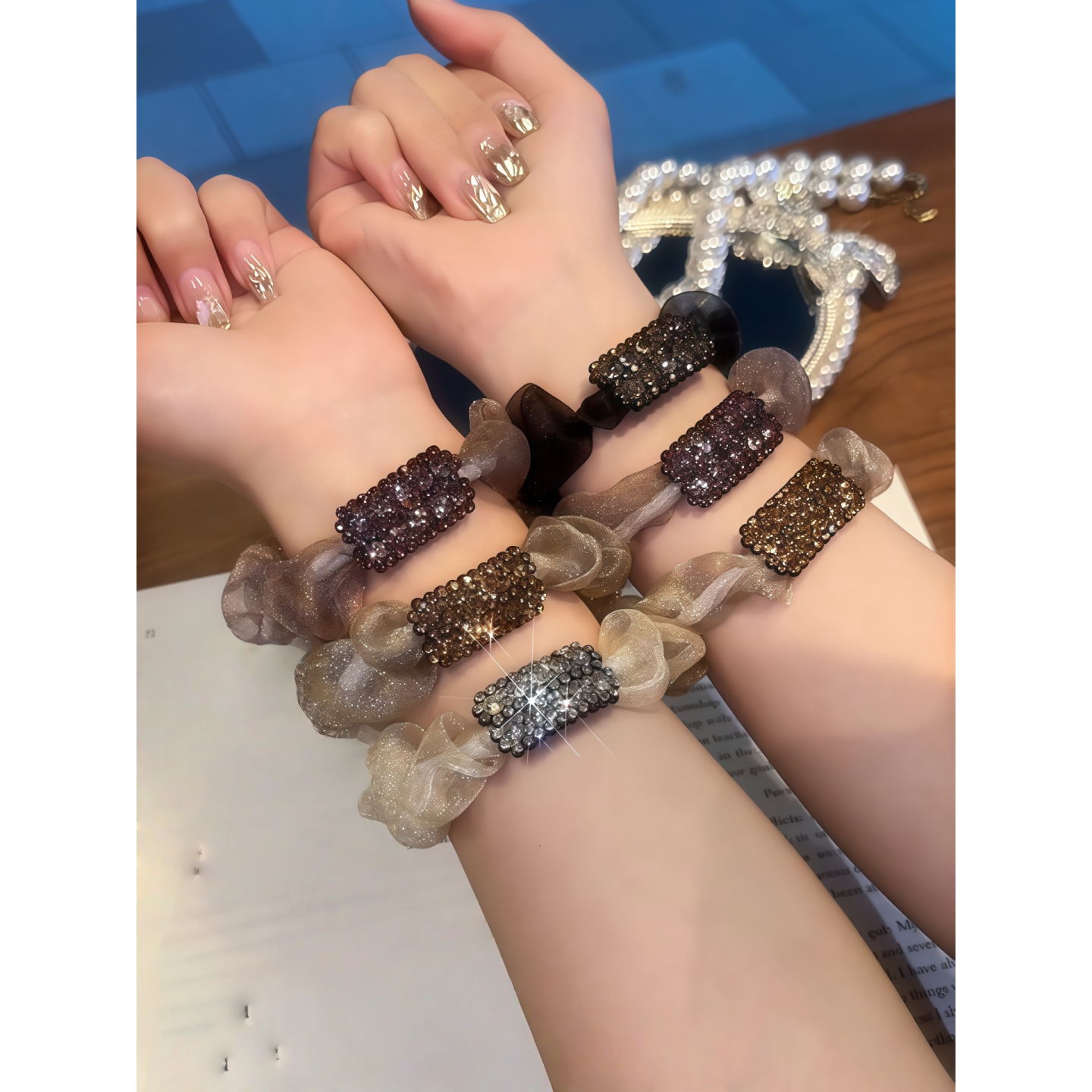 夏天扎头发精致网纱方水钻大肠发圈头绳女2026新款高级感发绳皮筋