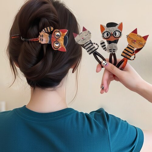 可爱小猫扭扭夹一字夹抓夹女