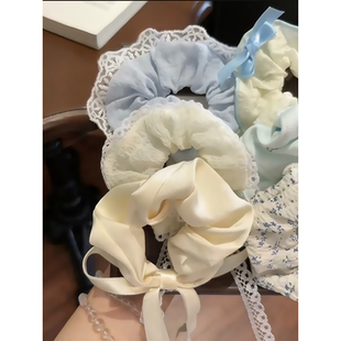 白色蕾丝蝴蝶结大肠发圈女头花扎头马尾发绳少女心橡皮筋头绳头饰