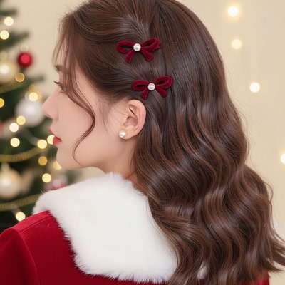 蝴蝶结发夹女新年圣诞节发饰