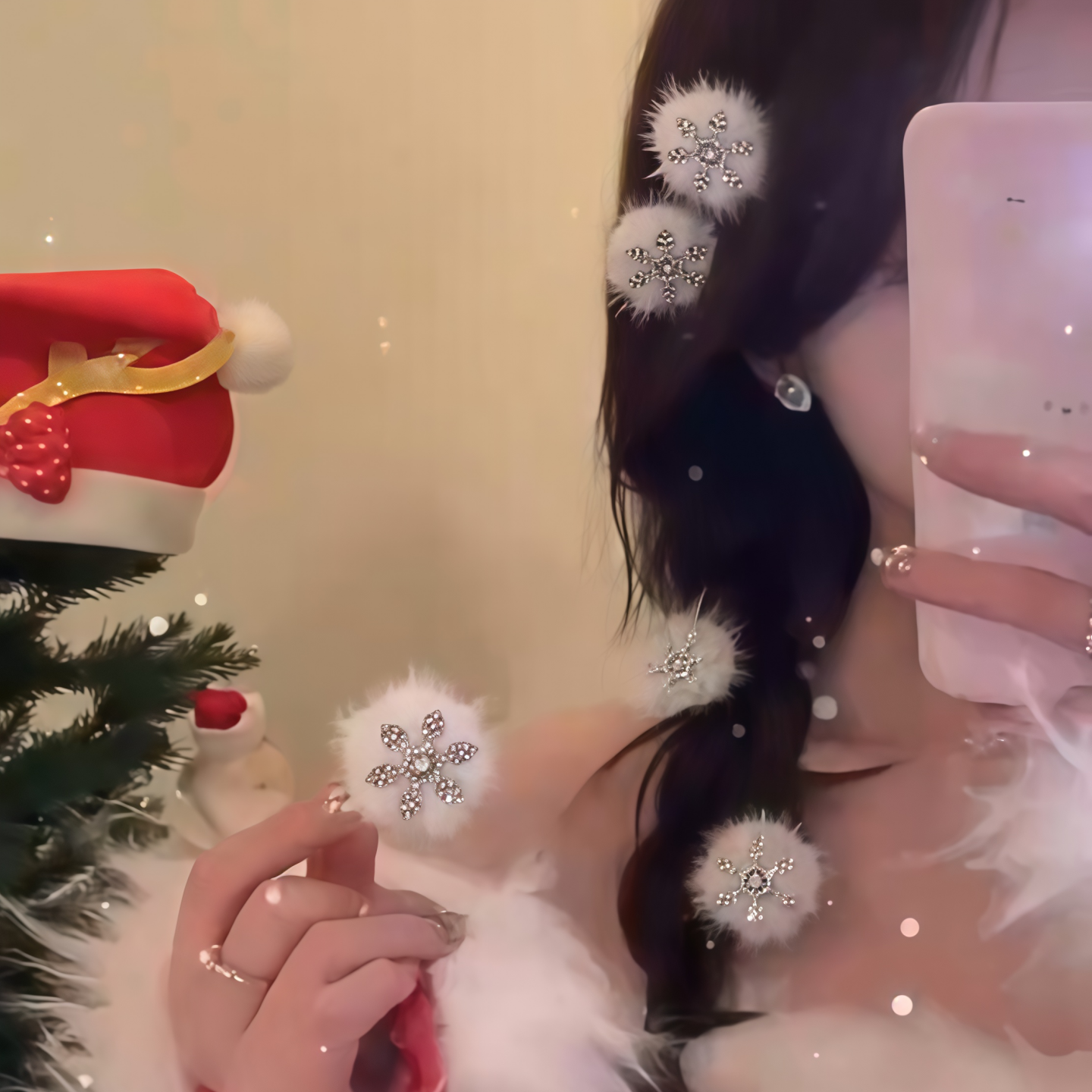 雪花发夹女鸭嘴夹侧边前额刘海夹