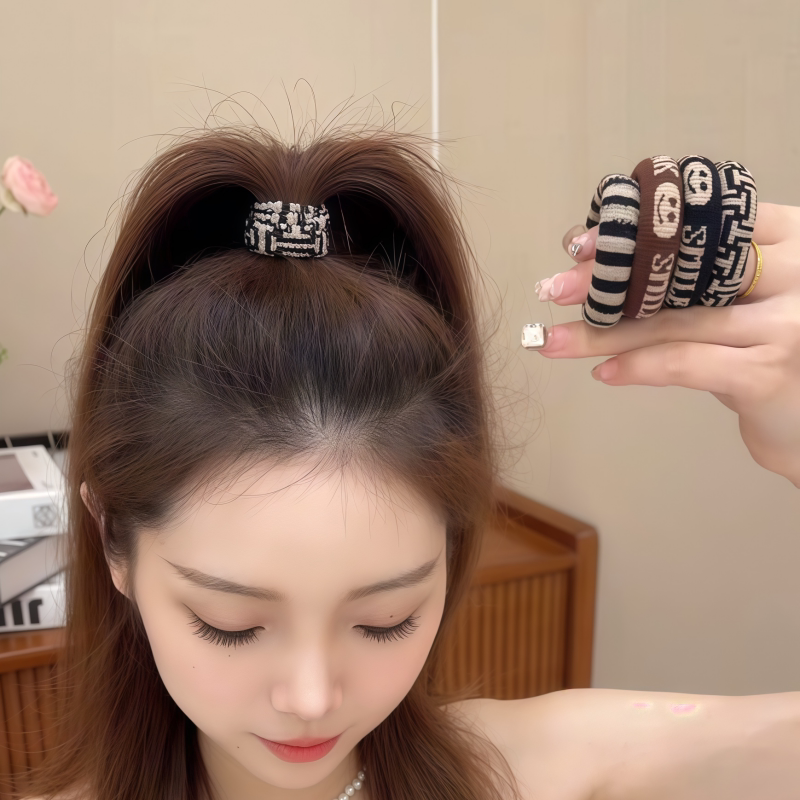 2026新款韩国头绳女咖啡笑脸高弹发圈扎马尾皮筋发绳无痕加厚发饰