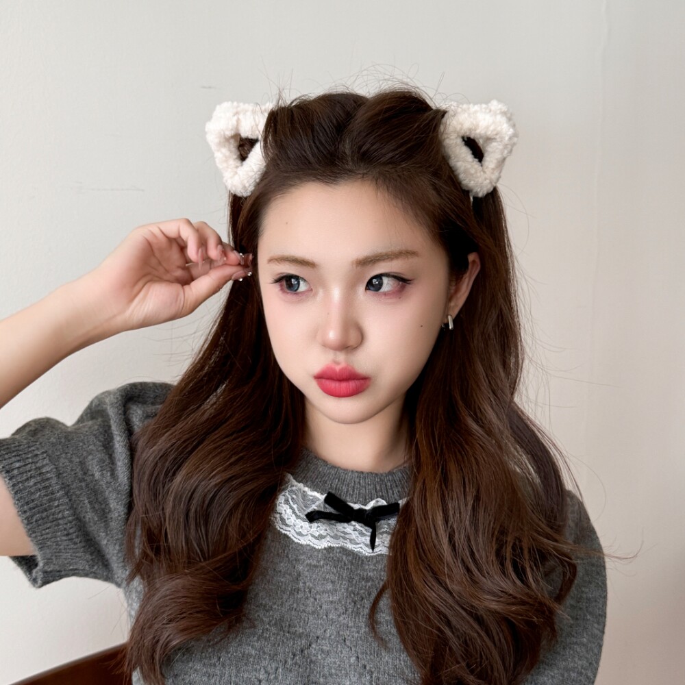 毛绒猫耳朵发夹女侧边夹刘海碎发小抓夹可爱公主头鲨鱼夹发卡头饰