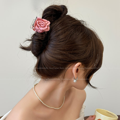 山茶花小抓夹法式花朵发夹