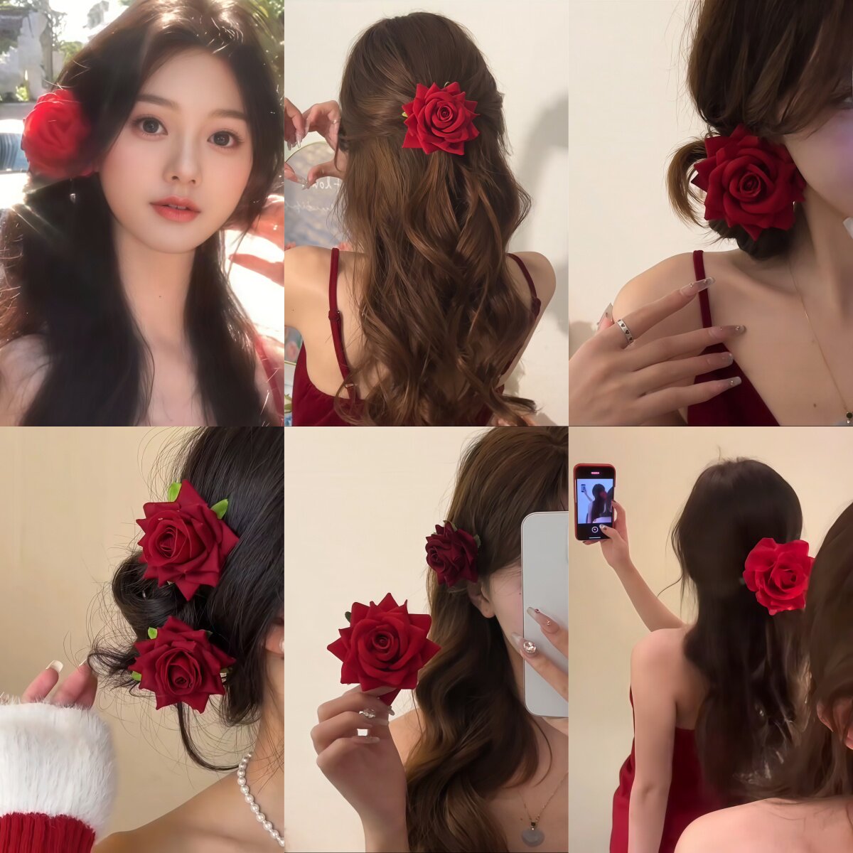 花朵抓夹玫瑰花发夹头花女鸭嘴夹