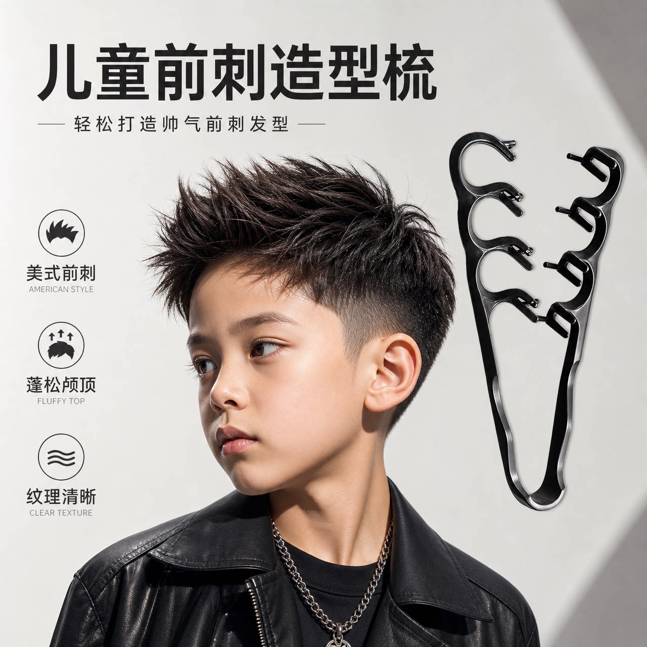 儿童蓬松造型梳男士头发纹理前刺
