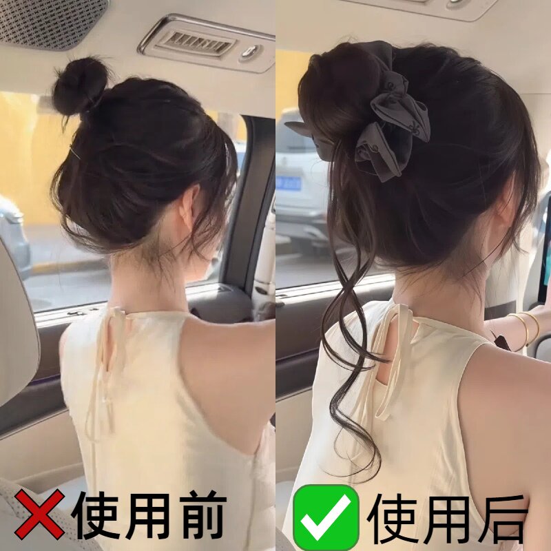 低高丸子头假发女自然仿真抓夹蝴蝶结丸子头增发量蓬松盘发神器