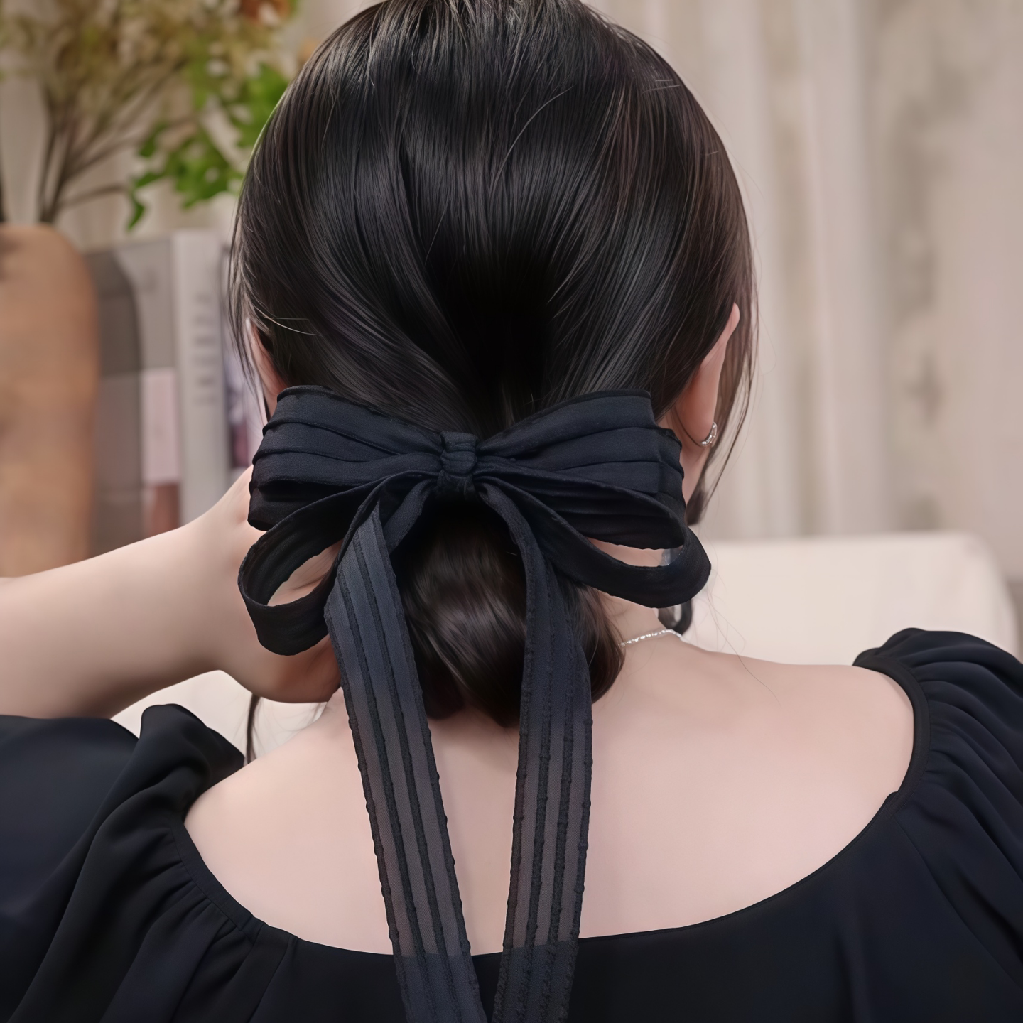 蝴蝶结发夹女低马尾弹簧夹一字夹