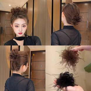 咖色黑色羽毛发夹女后脑勺新款鲨鱼夹气质盘发毛毛抓夹发饰发卡女