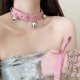 choker铃铛项圈女颈带黑色PU皮颈链母锁骨链男链条狗链子项链脖子