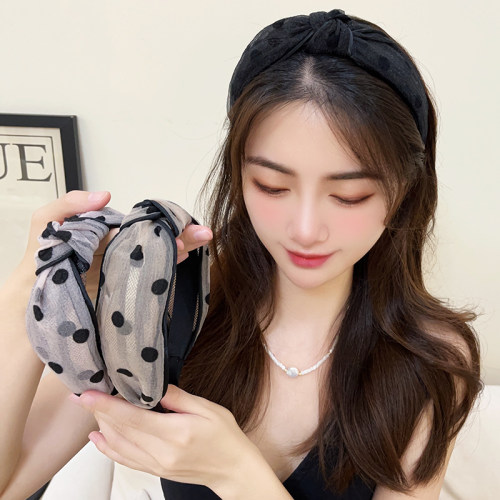 蕾丝波点发箍女2023新款