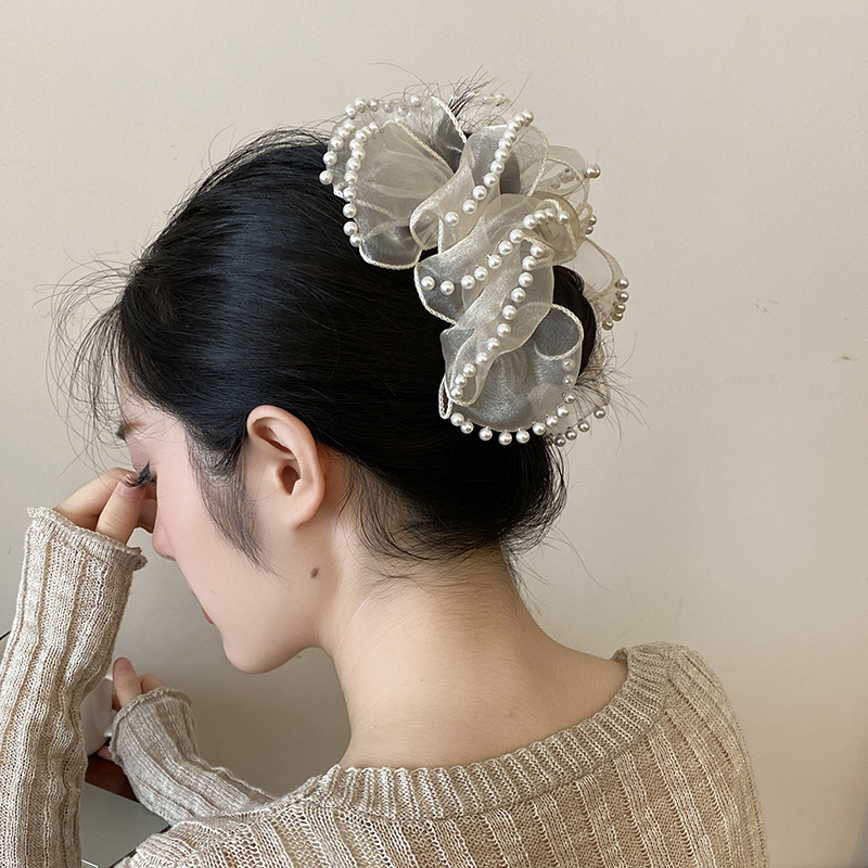 珍珠抓夹女新款后脑勺蝴蝶结发夹