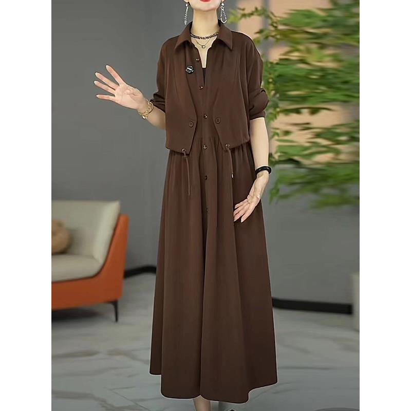 JOYIASS高端原创设计秋季欧版宽松洋气设计感轻奢假两件长袖连衣