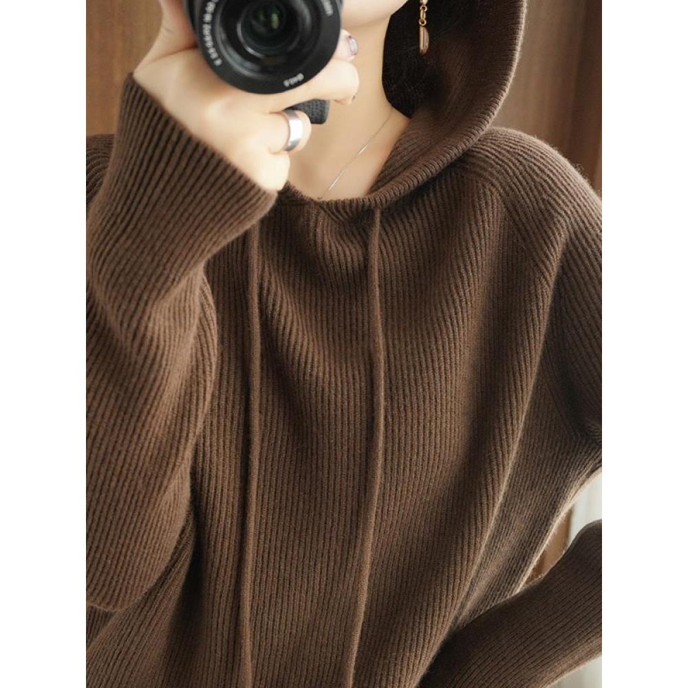 JOYIASS品牌专柜商场女装慵懒风衫上衣宽松连帽针织衫女