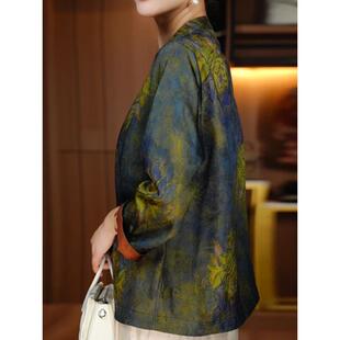 JOYIASS新中式高级感晕染秋季衬衣外套女大码国风妈妈优雅气质开