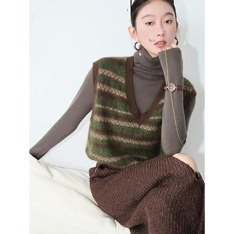 JOYIASS2025年高档女装时尚新款秋季高级感设计小众覆古V领针织马