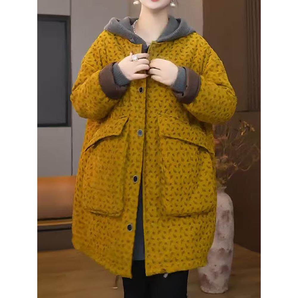 JOYIASS休闲通勤简约大口袋服外套女冬季轻薄保暖不臃肿欧版宽松