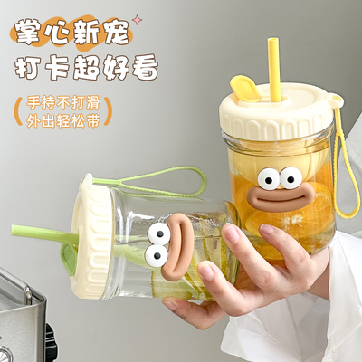 精致好看的杯子女新款2024咖啡杯个人专用玻璃杯耐高温水杯果茶杯