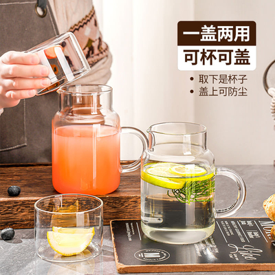 高硼硅带盖冷水壶新款2025大容量水杯带把手耐热凉水壶玻璃果汁壶