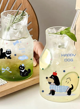 高颜值夏季新款水杯玻璃杯个人专用杯子办公室吸管杯大容量饮料杯