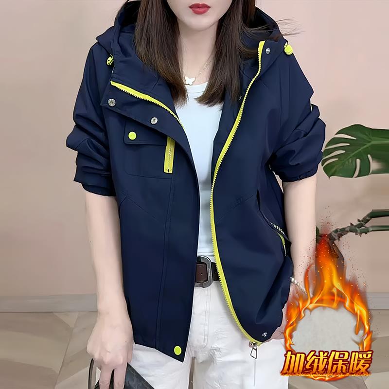 JOYIASS巨好看的加绒连帽短外套女2025年冬季新款洋气百搭冲锋衣