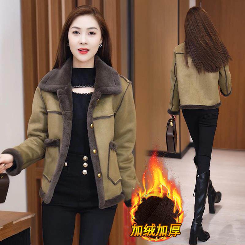 JOYIASS高级感加绒加厚外套女士冬装2025新款时尚设计感皮毛一体