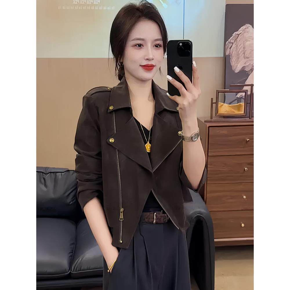 JOYIASS小个子洋气百搭机车皮衣夹克上衣女2025新款秋季独特超好