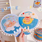 抖音爆款 折叠团扇网红布面迷你小扇子可爱学生少女心随身便携折扇