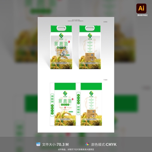 精品礼盒AI模板素材 简约环保袋装 大米包装 设计创意水稻书法风格