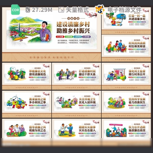 清廉乡村文明风化墙广告设计居美丽宣传洁庄标语CDR模板素材