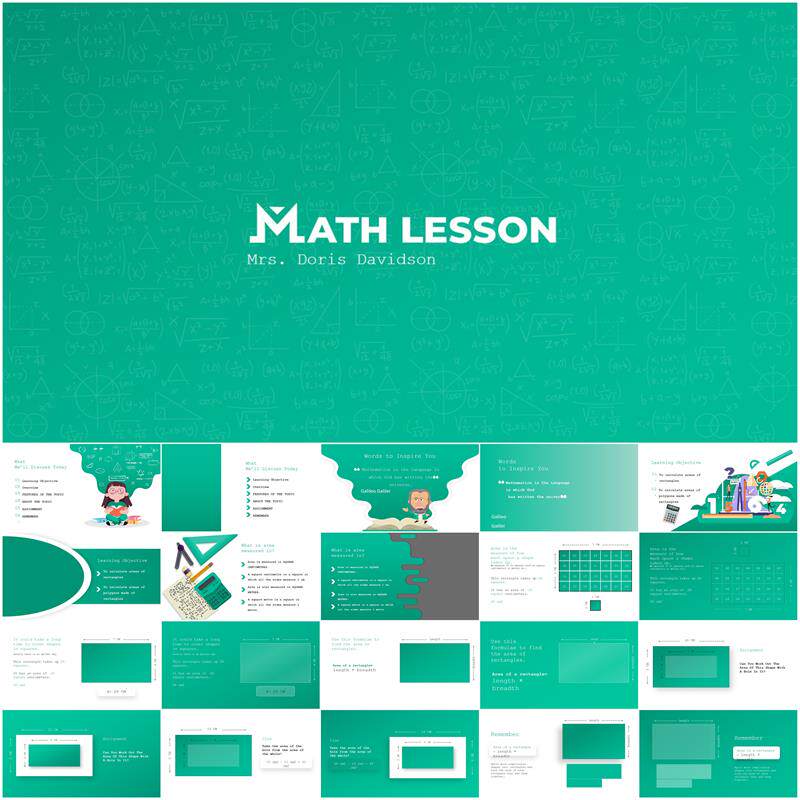 卡通数学课早教幼教小学数学ppt模板加减除乘法口诀几何图形ppt