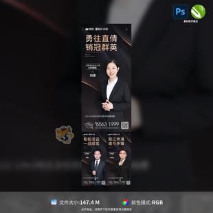 销冠单图地产热销海报黑色人物系列设计素材PSDCDR格式 模板素材