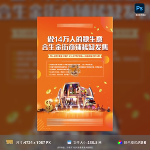 模板素材 商业背景板地产商铺活动展板金钱橙色高端设计PSD格式