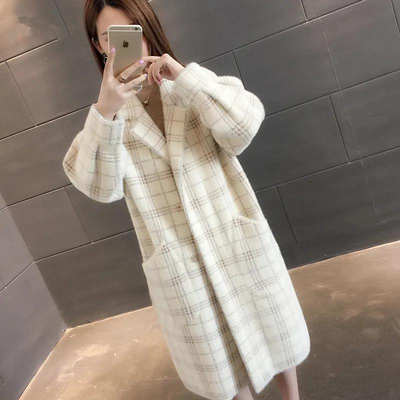 黄金貂绒外套女装2025春秋新款韩版超火毛衣女宽松中长款外套大衣