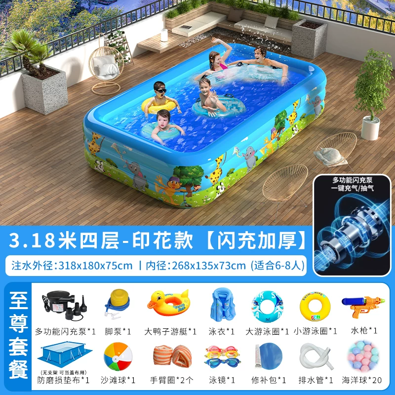 inflating travel swimming pool, increased thickness