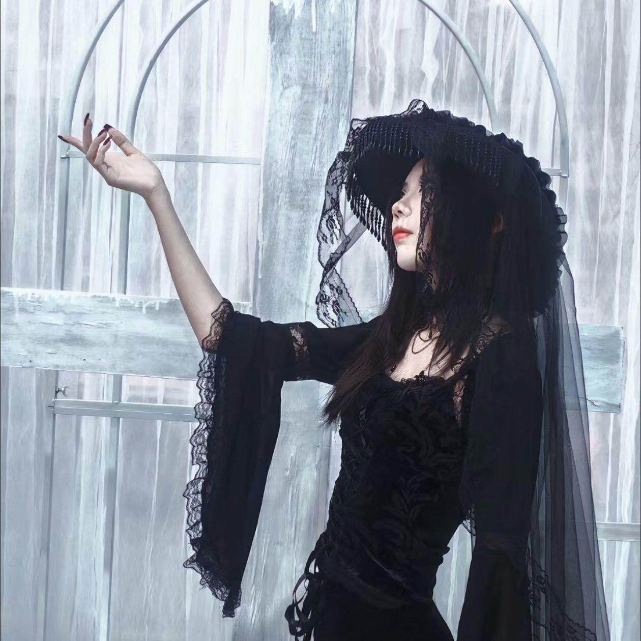 万圣装扮头纱暗黑婚纱角色cos