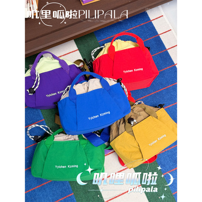 抽绳斜挎单肩包户外出游手提包