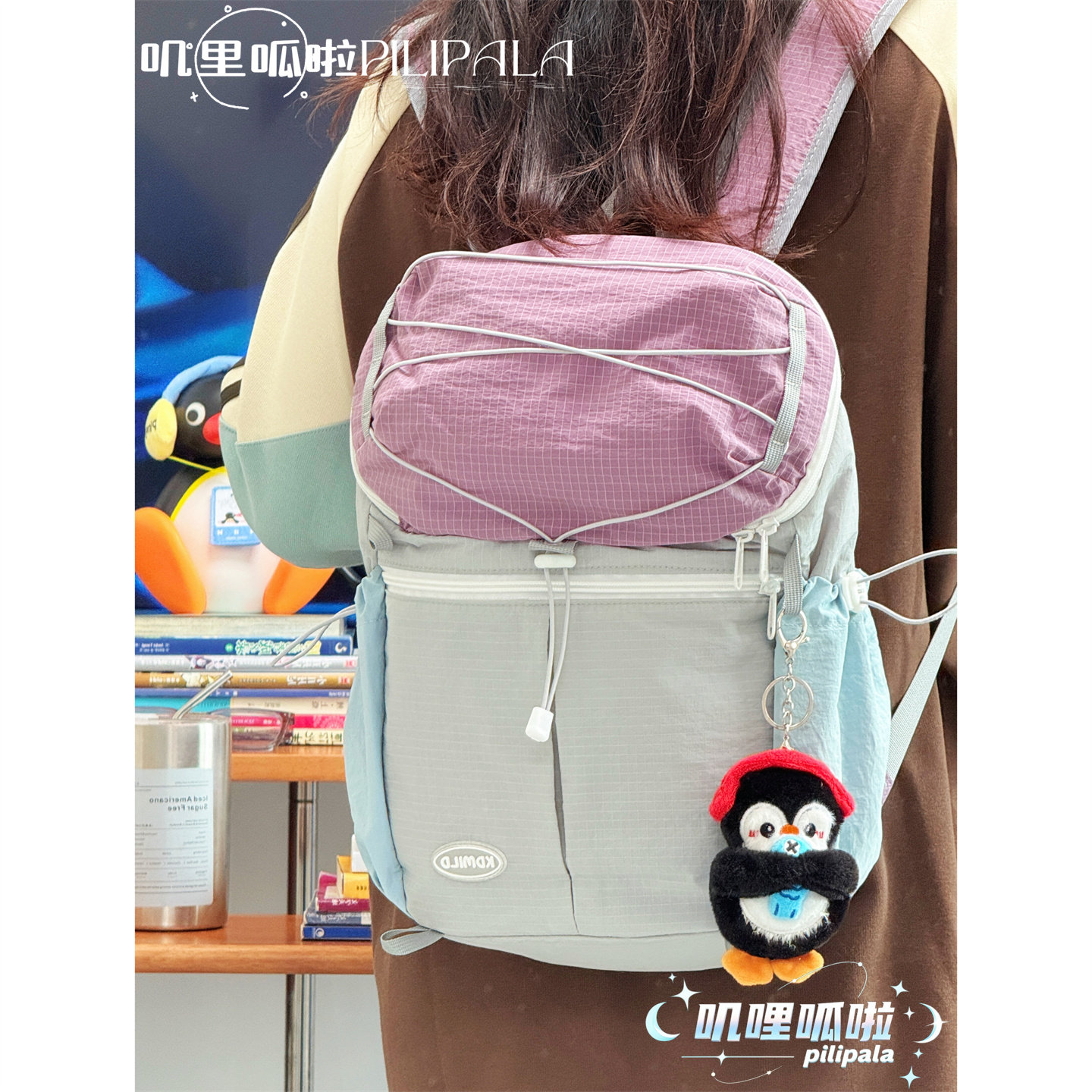 ins撞色运动轻便双肩包女 高颜值大容量旅行背包户外轻量化登山包